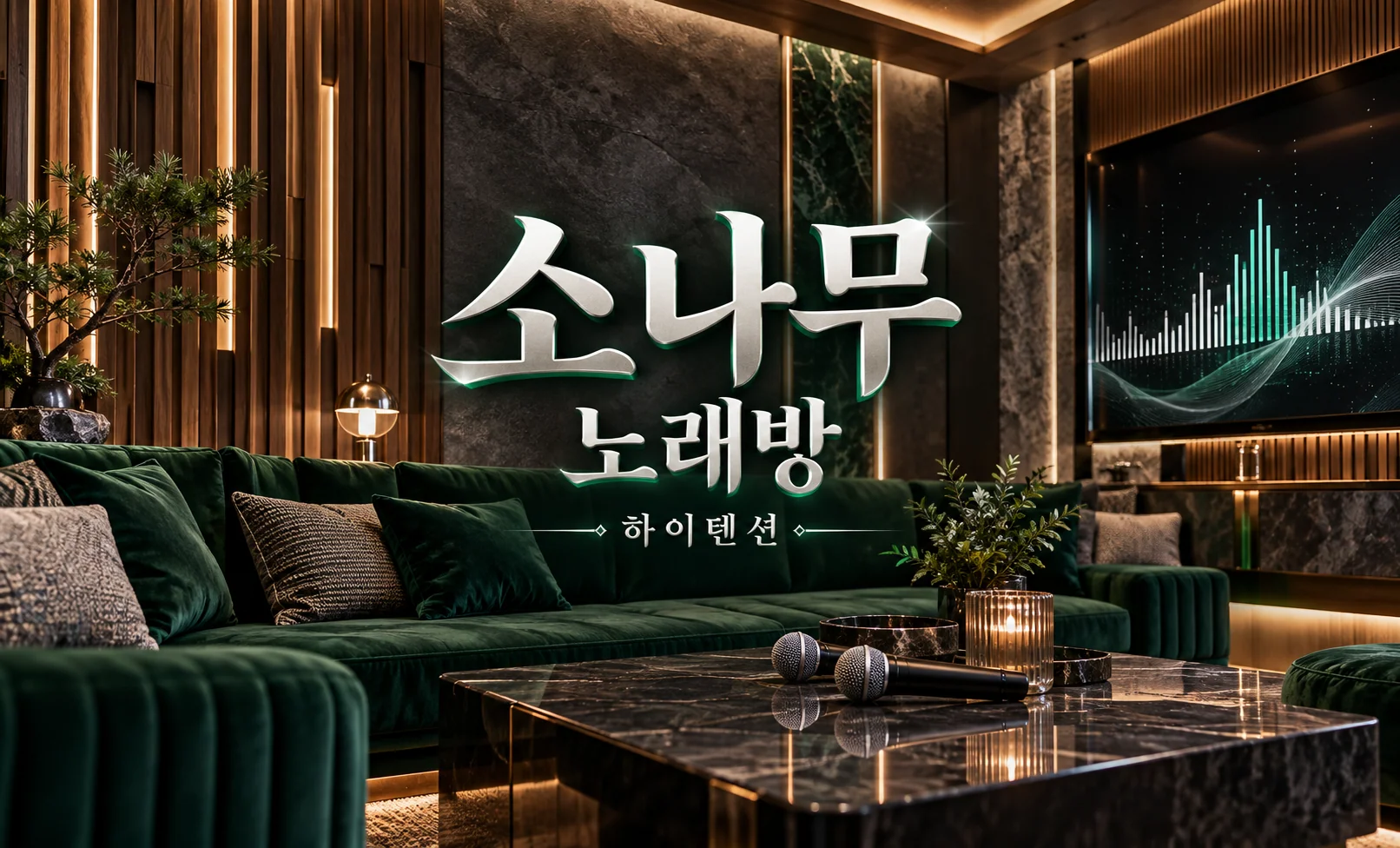 소나무 노래방 상호와 하이텐션 룸 분위기 참고 이미지